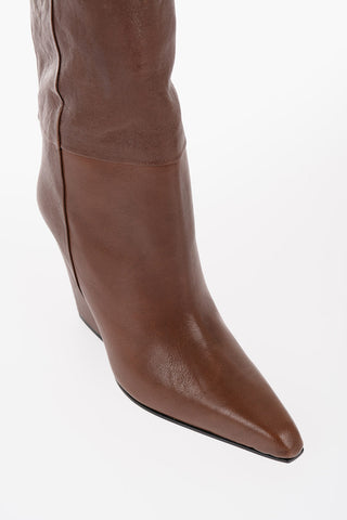 Solid Color Leather JANE Boots with Heel 10,5cm