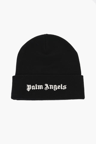Solid Color Wool Beanie with Embroidered Logo