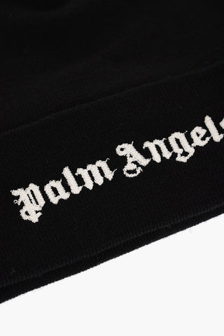 Solid Color Wool Beanie with Embroidered Logo