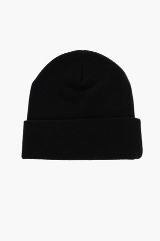 Solid Color Wool Beanie with Embroidered Logo
