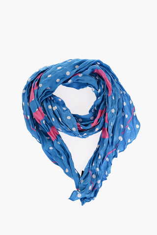 Foulard in Seta a Pois con Logo Stampato