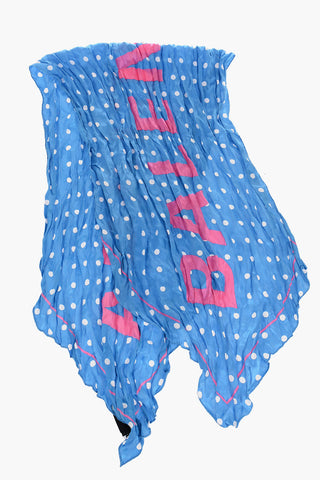 Foulard in Seta a Pois con Logo Stampato