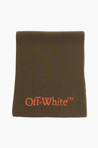 Virgin Wool Scarf with Embroidered Logo