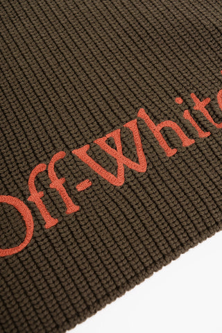 Virgin Wool Scarf with Embroidered Logo