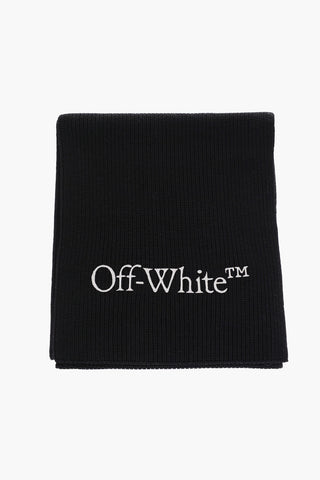 Virgin Wool Scarf with Embroidered Logo