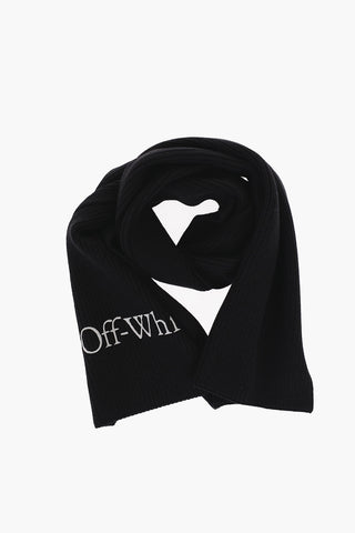 Virgin Wool Scarf with Embroidered Logo
