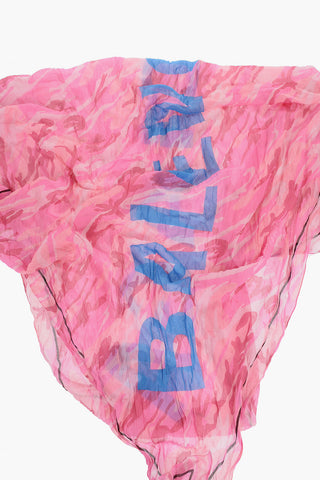 Camouflage Motif Foulard with Printed Logo