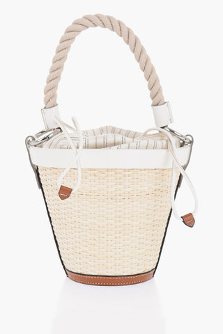MM11 Woven Rafia Bucket Bag with Drawstring