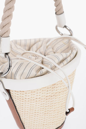 MM11 Woven Rafia Bucket Bag with Drawstring