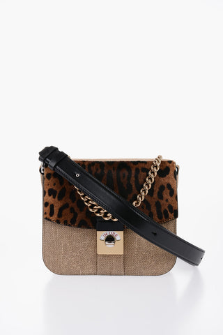 Rafia Effect Bag with Ponyfur Detail