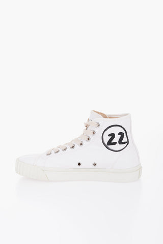 MM22 Printed Canvas Tabi High-Top Sneakers