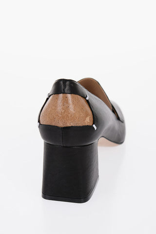 Leather Loafers With Cut-out Details Heel 6 cm