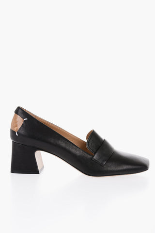 Leather Loafers With Cut-out Details Heel 6 cm