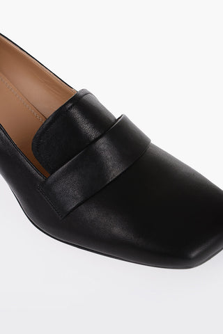 Leather Loafers With Cut-out Details Heel 6 cm