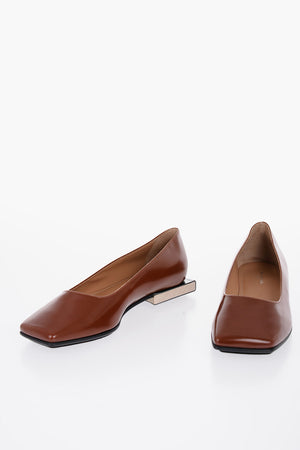 Leder-Ballerinas mit quadratischer Spitze