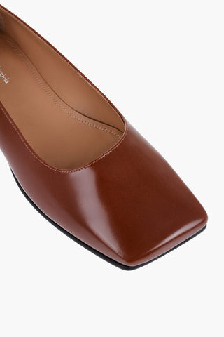 Leather Ballet Flats with Square Toe