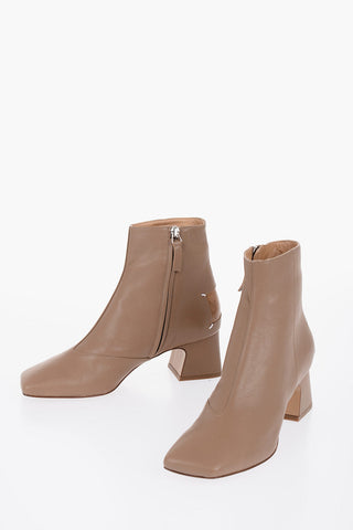 Leather Booties With Cut-out detail Heel 6 cm