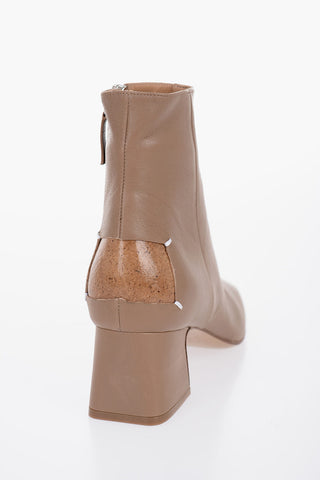 Leather Booties With Cut-out detail Heel 6 cm
