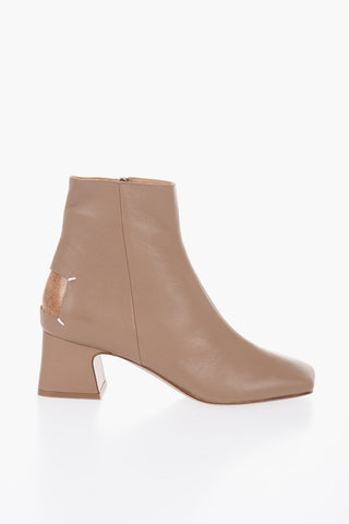 Leather Booties With Cut-out detail Heel 6 cm
