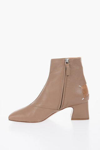 Leather Booties With Cut-out detail Heel 6 cm