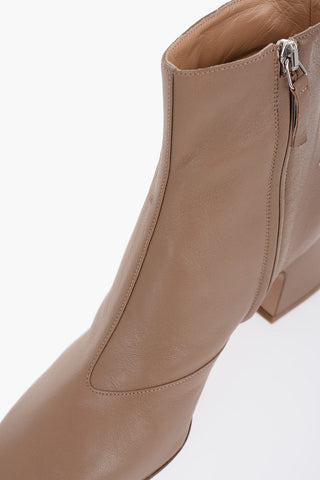 Leather Booties With Cut-out detail Heel 6 cm
