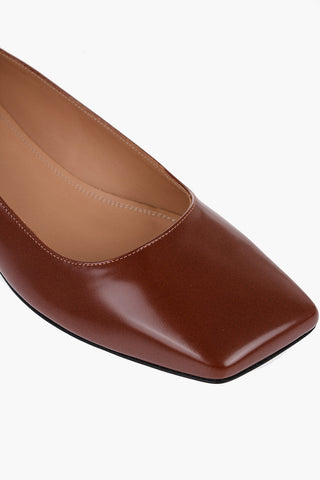 Brushed Leather Ballerinas With Cut-out Details