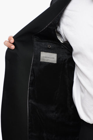 Virgin Wool Shawl Lapel Jetted Pocket 2-Button Blazer
