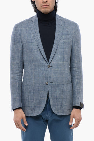 Blazer in Misto Lino ACADEMY SOFT con Motivo Windowpane