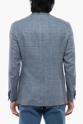 Blazer in Misto Lino ACADEMY SOFT con Motivo Windowpane