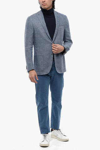 Blazer in Misto Lino ACADEMY SOFT con Motivo Windowpane