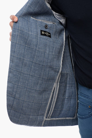 Blazer in Misto Lino ACADEMY SOFT con Motivo Windowpane