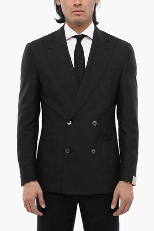 Half-Lined Silk Blazer with Peak Lapel