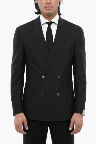 Blazer Semifoderato in Seta con Rever a Lancia