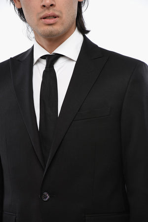 CC COLLECTION Virgin Wool and Silk 1-Button Jacket with Peak Lapel