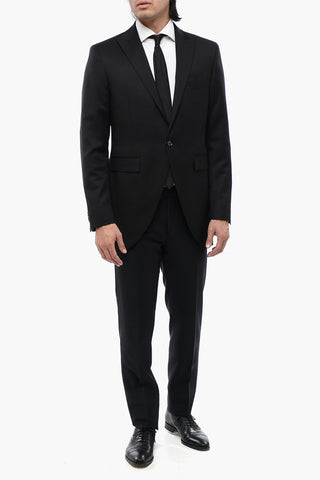 CC COLLECTION Virgin Wool and Silk 1-Button Jacket with Peak Lapel