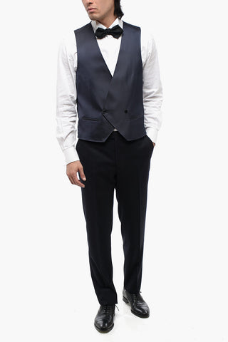 Double-Breasted Silk Vest with Martingale