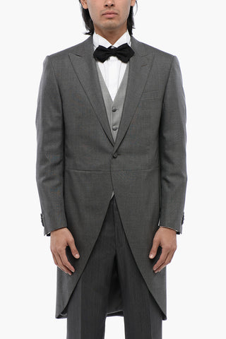 Virgin Wool and Silk CERIM.LEADER Ceremony Groom with Peak Lapel