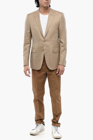 CC COLLECTION Giacca a 2 Bottoni Plain Herringbone Due Spacchi Revers Classico