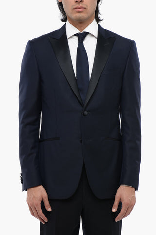 Virgin Wool CERIMONIA ACADEMY Blazer with Satin Lapel