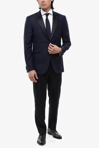 Virgin Wool CERIMONIA ACADEMY Blazer with Satin Lapel