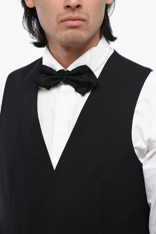 Virgin Wool Double-Breasted Waistcoat with Martingale