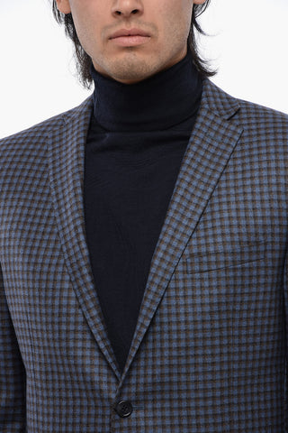 CC COLLECTION Virgin Wool Blazer with Pin Check Pattern