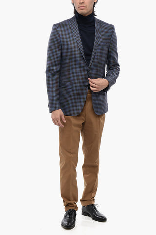 CC COLLECTION Virgin Wool Blazer with Pin Check Pattern