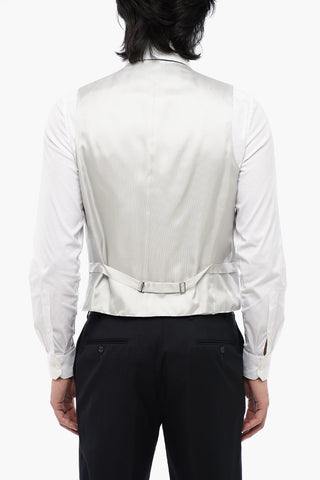 CC COLLECTION Two-Tone Wool-Blend Vest with Martingale