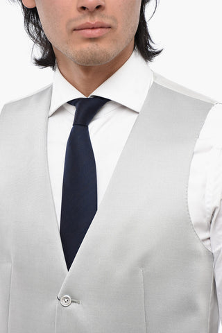 CC COLLECTION Two-Tone Wool-Blend Vest with Martingale