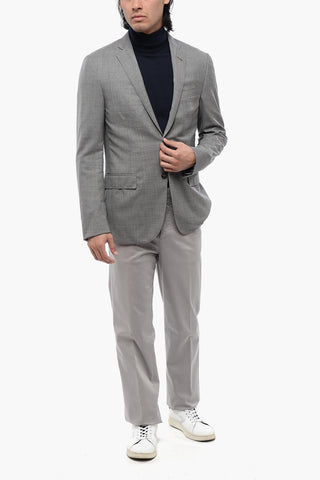 Extrafine Virgin Wool Blazer with District Check Motif