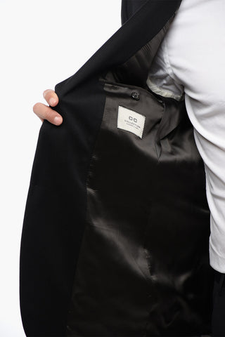 CC COLLECTION Virgin Wool and Silk 2-Buttons Blazer with Side Vents and Peak Lapel