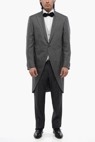 Virgin Wool and Silk CERIM.LEADER Ceremony Groom with Peak Lapel
