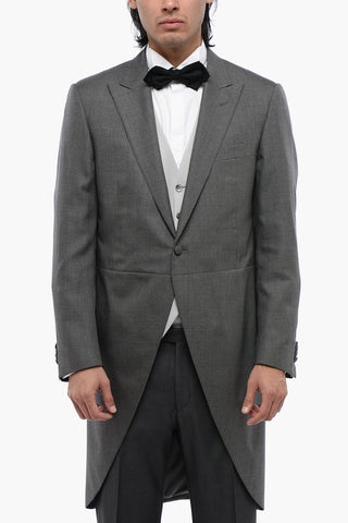 Virgin Wool and Silk CERIM.LEADER Ceremony Groom with Peak Lapel