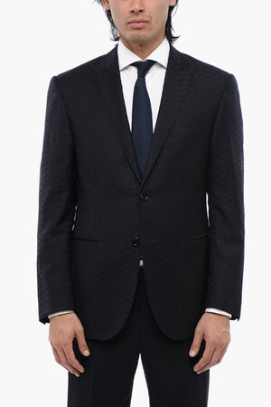 Blazer in Lana Vergine Jacquard con Rever a Lancia